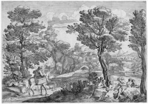 Landschaft Mit Einem Reiter Und Kartenspielern