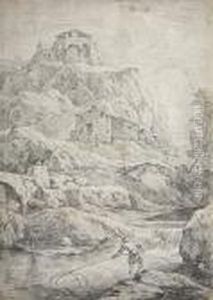 An Extensive Landscape With A Fisherman An Extensive Landscape With A Fisherman