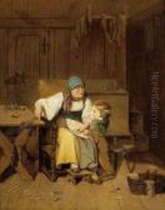 Ted Do You Want A Whipping? Oil On Canvas by Edouard-Henri Girardet