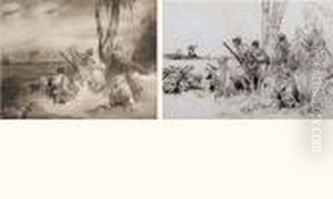 Chasseurs A L'affut by Edouard-Henri Girardet