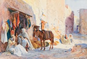 Dans Les Rues De Bou Saada by Eugene-Alexis Girardet
