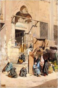 Sorti De La Mosque D'el Assar, Cairo by Eugene-Alexis Girardet