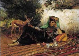 " Jeune Femme De Biskra ". by Eugene-Alexis Girardet