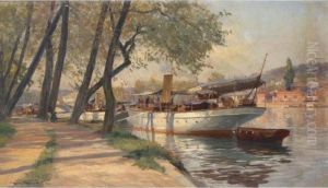 Bateau Au Bord De L'eau by Eugene-Alexis Girardet