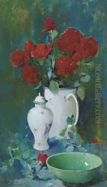 Still Life, Roses and Oriental Vases - view 1