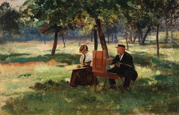 M. Linzeler At His Easel - view 1