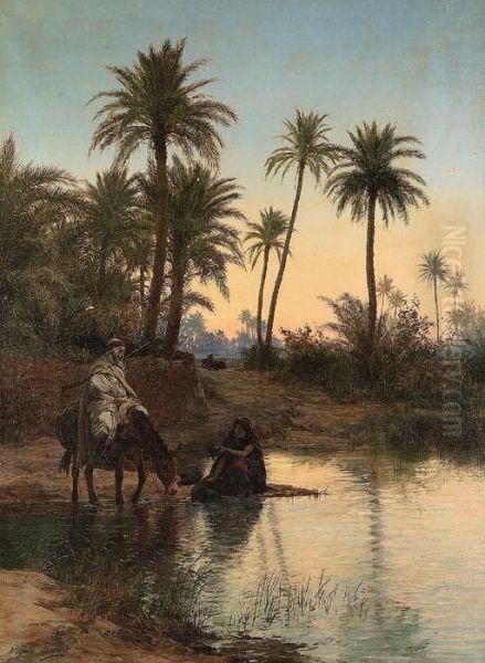 At The Oasis by Eugene-Alexis Girardet