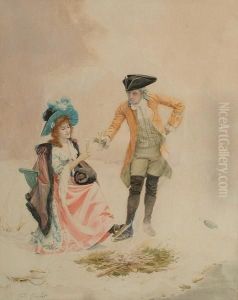 Au Bord Du Lac Leman by Jules Girardet