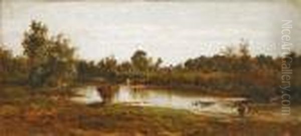Troupeau Au Bord D""""une Riviere - view 1