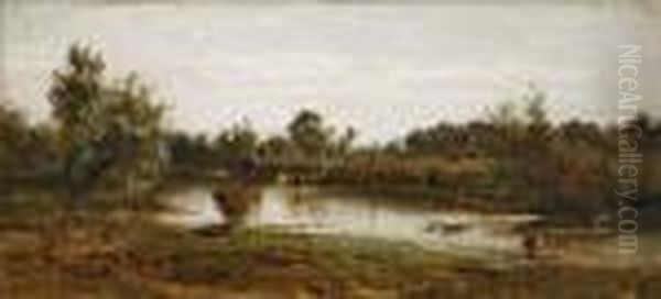 Troupeau Au Bord D'une Riviere - view 1