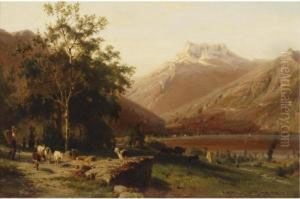 Goat Herder In The Alps by Karl Girardet