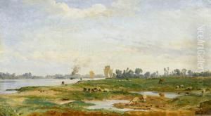 Uferpartie Mit Segelbooten Und Dampfschiffen