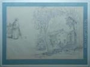 Lot De Quatre Dessins (dont Un De Leopold-henri Girardet) by Karl Girardet