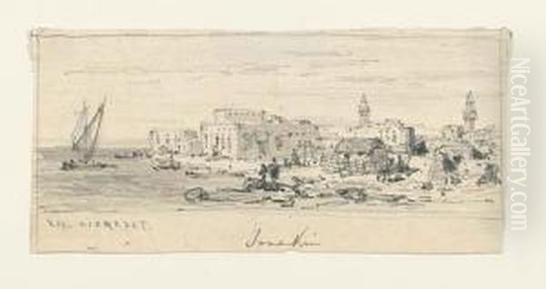 Lot De Deux Dessins: Port En Afrique Du Nord Et Vue Prise De La Vallee De L'inn - view 1