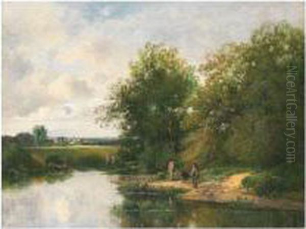 Paysage En Ete Avec Pecheurs - view 1