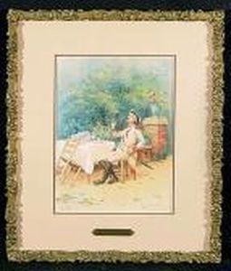 A Soldier Seated At A Table by Leon Girardet
