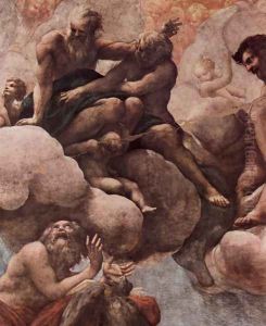 Frescoes in the church of San Giovanni Evangelista in Parma, fresco dome, Scene, The Vision of St. John in Patmos, d