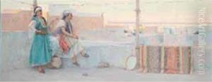 Femmes Mauresques Sur La Terrasse by Louis-Auguste Girardot