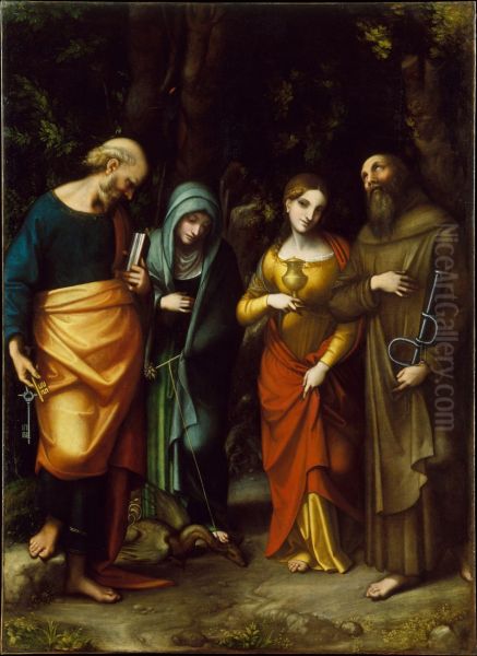 Four Saints, from left, St. Peter, St. Martha, St. Mary Magdalene, St. Leonard - view 1