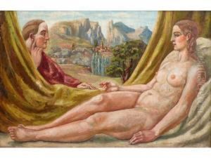 Le Peintre Et Son Modele Devant Moustiers by Pierre Paul Girieud