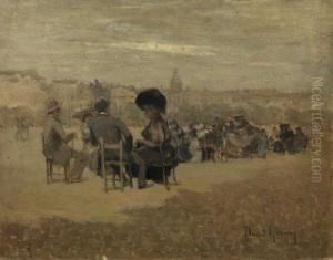 Personnages Assis Sur La Place Bellecour A Lyon. by David Eugene Girin