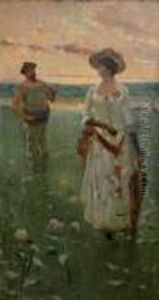 Elegante Et Pecheur, Circa 1890 