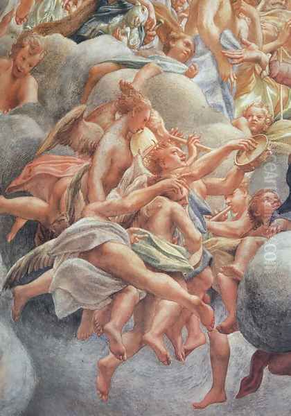 Assumption of the Virgin, detail of angelic musicians - view 1