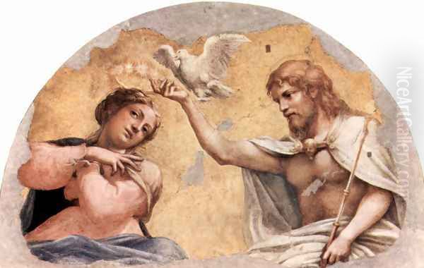 Frescoes in the church of San Giovanni Evangelista in Parma, in the abse bezel, Marie's coronation scene, Fragment - view 1