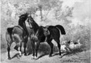 Chevaux Au Repos. by Achille Giroux