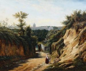 Vue De Saint-pierre De Rome Prise De L'arco Oscuro by Andre Giroux