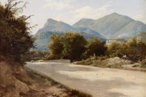 Paysage De Montagne Avec Un Muletier Et Un Paysan Paysage De Montagne Avec Un Muletier Et Un Paysan