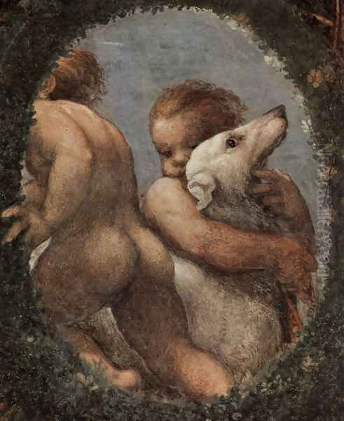 The ceiling fresco in Nonnekloser San Paolo in Parma, detail, Putti (2) - view 1