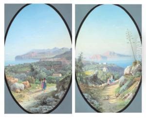 Veduta Di Sorrento - Capri Dalle Alture Della Costiera Sorrentina by Guglielmo Giusti