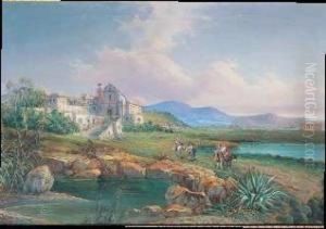 Paesaggio Con Chiesa by Guglielmo Giusti
