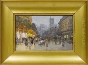 Scene De Rueparisienne Au Crepuscule by Fausto Giusto