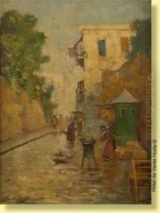 La Marchande De Fleurs Au Brasero by Fausto Giusto