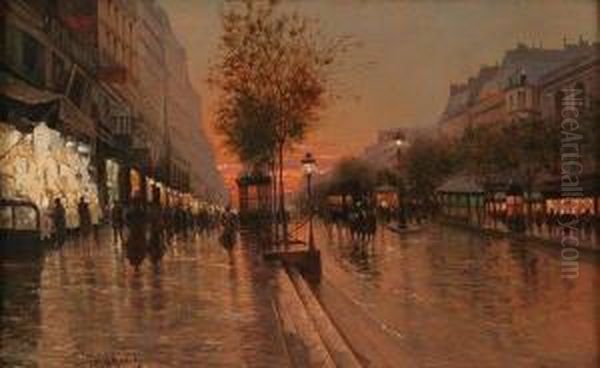 Paris Street Scene At End Of Day - view 1