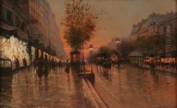 Paris Scene At Sunset - view 1