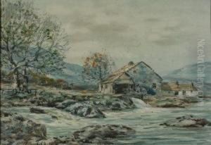 Watermill In An Extensive Scottishlandscape by John Hamilton Glass