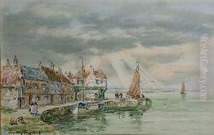 Fishing Village Scene by John Hamilton Glass