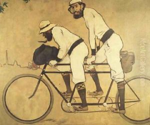 Self Portrait of Casas with Pere Romeu on a Tandem, 1897 by Ramon Casas