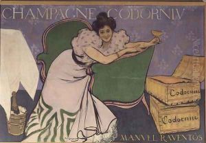 Poster advertising Codorniu Champagne by Ramon Casas