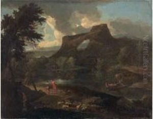 Paysage De Riviere Avec Un Arc Naturel