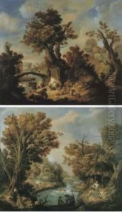 Paesaggio Fluviale Con
Contadini; E Paesaggio Fluviale Concontadini E Armenti Presso Un Ponte
Di Pietra In Lontananza by Johannes (Polidoro) Glauber