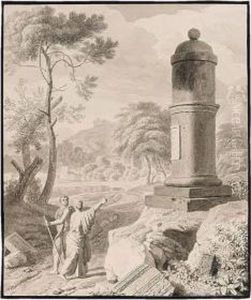 Arcadian Landscape With Two Figures On A Road By A Monument Arcadian Landscape With Two Figures On A Road By A Monument