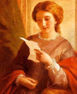 Girl Reading a Letter by Alfred-Edward Chalon