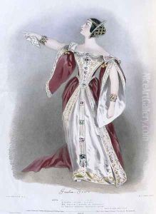 Giulia Grisi (1811-69) as Anna in 'Anna Bolena', from 'Recollections of the Italian Opera', 1836 by Alfred-Edward Chalon