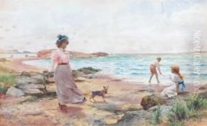 Victorian Lady &amp; Children by Alfred Glendening