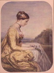 Seated Lady in a Yellow Dress by Alfred-Edward Chalon