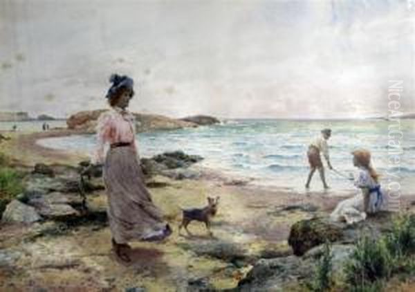 Mother And Children On The Seashore - view 1